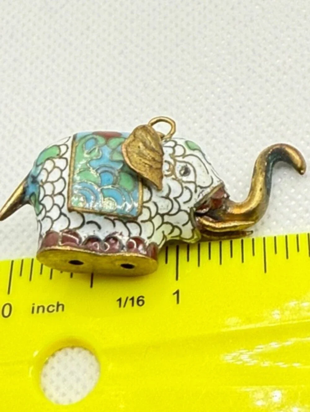 Antique Cloisonné Elephant Pendant - Multicolor